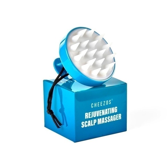 NEW UO CHEEZOS Blue White Rejuvenating Scalp Hair Head Massager Dry Brush Unisex - Picture 2 of 5